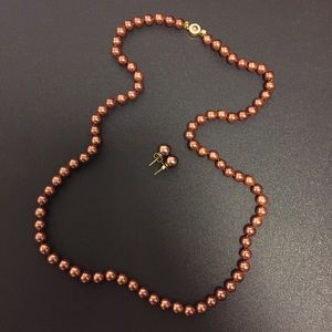 Bronze Faux Pearl Set